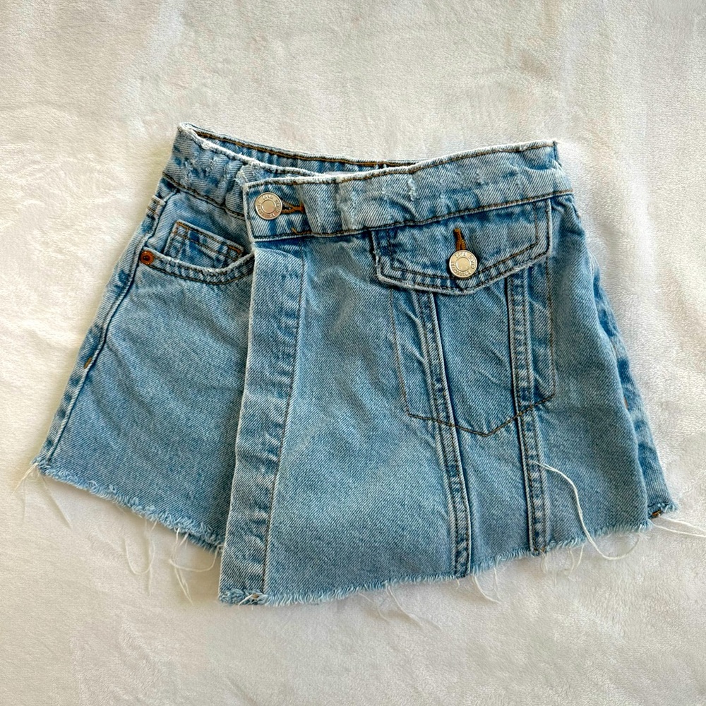 Zara Girls Distressed Denim Skort Skirt Shorts Summer ✨